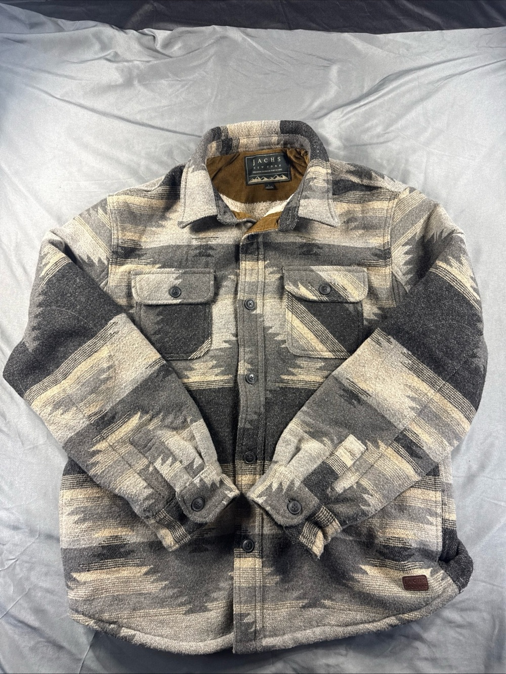Jachs Men's Black & Cream Aztec Patterned Wool-Blend Shirt Jacket